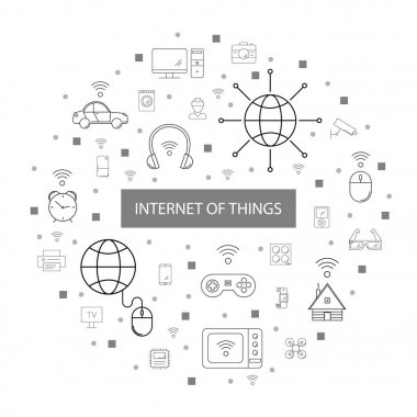 Internet şeyler arka plan satırı simgesi. Doğrusal vektör desen