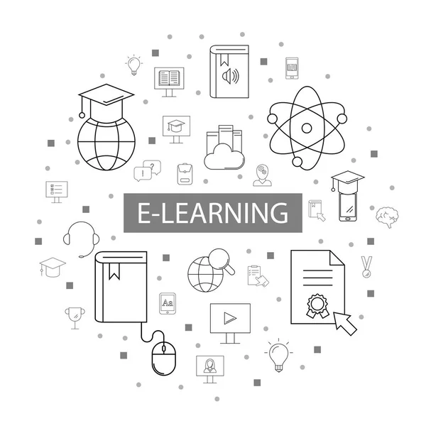 Learning Background Line Icon Modèle Vectoriel Linéaire — Image vectorielle