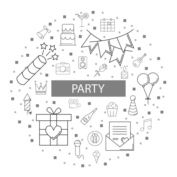 Party Background Line Icon Linear Vector Pattern — Stock Vector