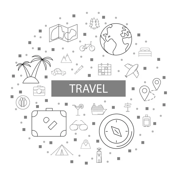 Travel Background Line Icon Linear Vector Pattern — Stock Vector