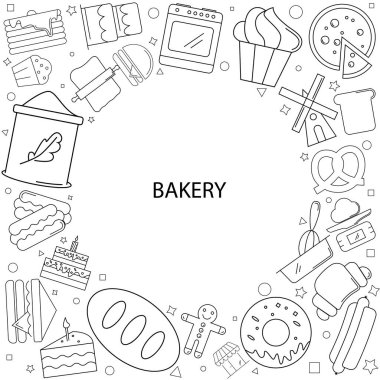 Fırın arka plandan satırı simgesi. Doğrusal vektör desen