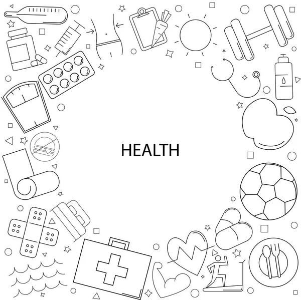 Fond Santé Partir Icône Ligne Modèle Vectoriel Linéaire — Image vectorielle