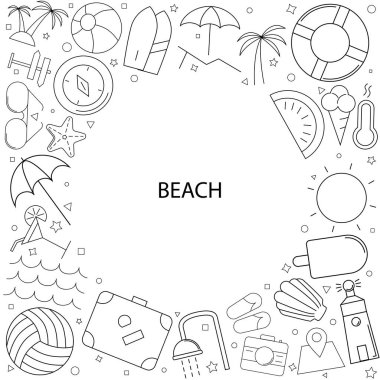 Plaj arka plandan satırı simgesi. Doğrusal vektör desen