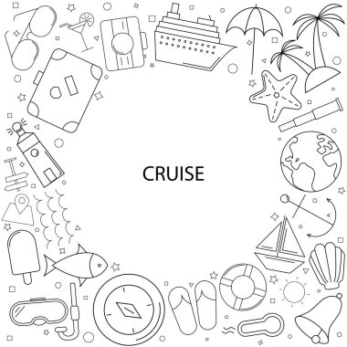 Arka plan çizgi simgesinden cruise. Doğrusal vektör desen