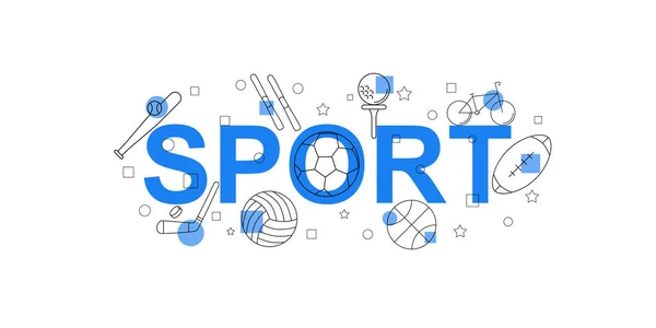 Bannière Vectorielle Sport Mot Avec Icône Ligne Fond Vectoriel — Image vectorielle