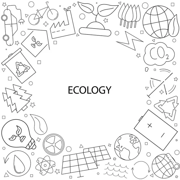 Fundo Ecologia Ícone Linha Padrão Vetorial Linear — Vetor de Stock