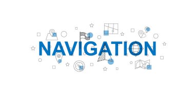 Gezinti vektör afiş. Satırı simgesi kelime. Vektör arka plan