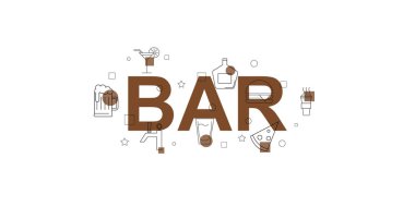 Vektör afiş Bar. Satırı simgesi kelime. Vektör arka plan