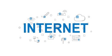 Internet vektör afiş. Satırı simgesi kelime. Vektör arka plan
