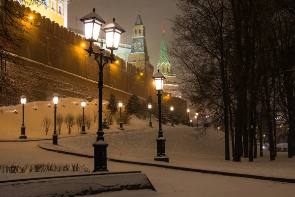 Near the Kremlin wall. Alexander garden in the winter. Moscow. — Stock Photo, Image