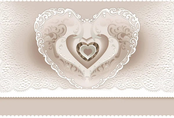 Χαριτωμένο Πρόσκληση Γάμου Κάρτα Και Valentine Καρδιά — Φωτογραφία Αρχείου
