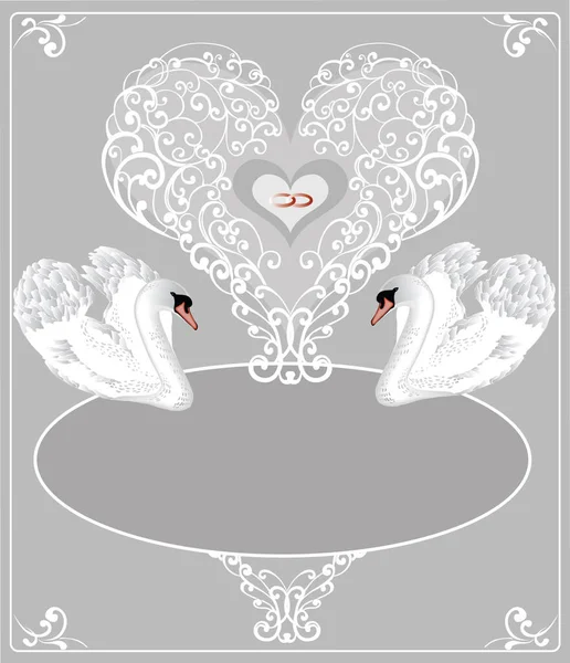 Обкладинка Запрошення Весільних Лебедів — стокове фото