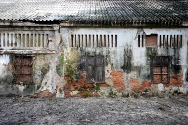 Ahşap pencere, arka plan doku duvar eski