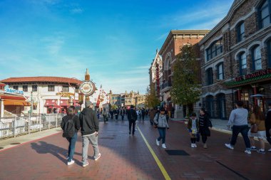 Osaka, Japonya - Aralık 2,2016: dükkan ve Restoran Universal Studios 