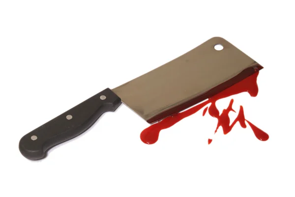 Krvavé řeznický nůž — Stock fotografie