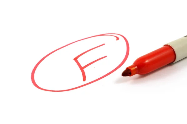 Red Graded Paper Test Letter Failure Final Result — Stock Photo, Image