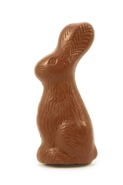 Solid Milk Chocolate Easter Bunny Isolated White Background — Stock Photo, Image