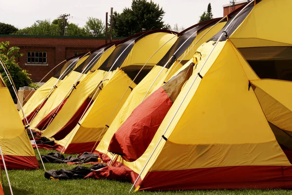 Endroit Installé Plusieurs Tentes Afin Les Sécher Air Libre Après — Photo