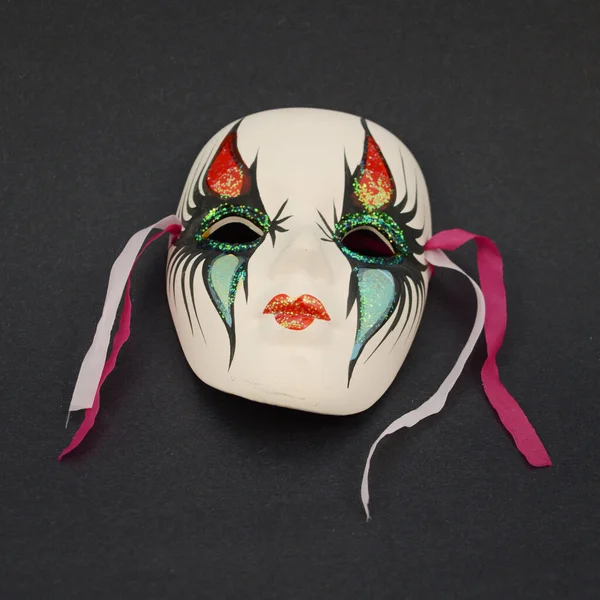 Decorative Mask Closeup Black Background — Stock Photo, Image