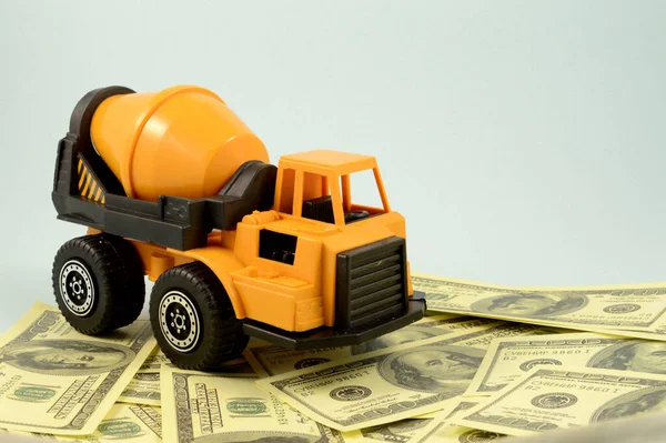 Scale Model Cement Mixer Truck Some Banknotes Construction Concepts — Stock Photo, Image