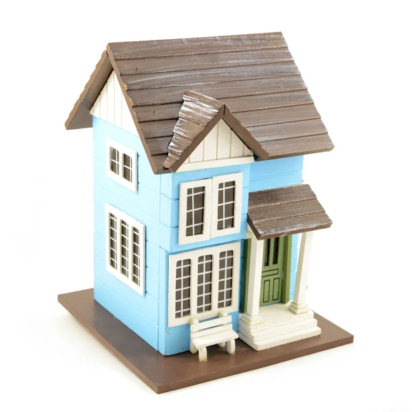 Isolated Scale Model House Made Wood White Background — Stock Photo, Image