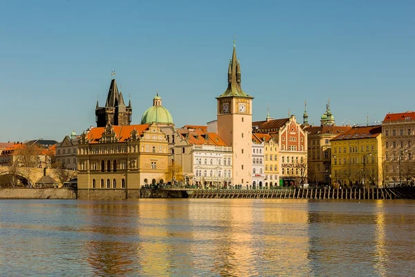 Praga República Checa Torre Água Velha Com Relógio Parte Histórica — Fotografia de Stock