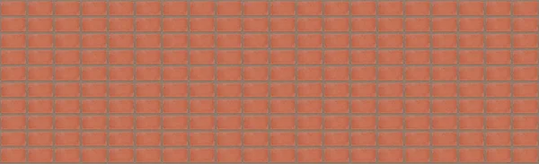 Long Wall Background Pattern Panorama Red Bricks Cement Strips — Stock Photo, Image