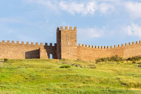 Krym Sudak Genoese Fortress Ruins Old Stone Tower Part Battlements — Stock Photo, Image