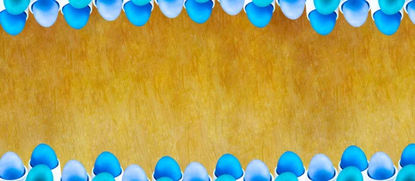 Frame Border Painted Blue Eggs Wooden Background Festive Decoration Photo — Stock Photo, Image