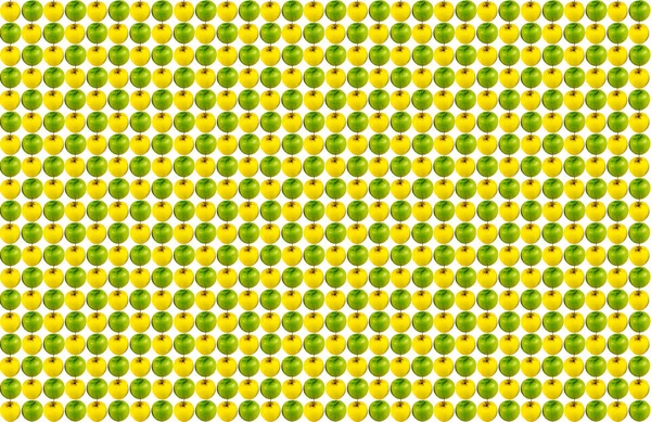 Nieskończonej Sekwencji Żółty Zielone Jabłko Białym Tle Naturalny Wzór — Zdjęcie stockowe