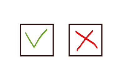 Simge Evet beyaz arka plan üzerinde haç işareti yoksa kontrol