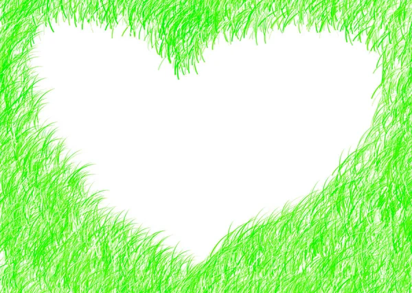 Abstrait Coeur Vert Cadre Lumineux Printemps Romantique Humeur Base — Photo