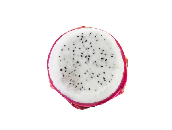 Moitié Fruit Dragon Pitahaya Sur Fond Blanc Cactus Fruit Noyau — Photo