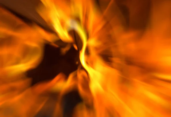 Helle Spektakuläre Feuer Hintergrund Unschärfeeffekt Orangefarbene Strahlen Dunkles Zentrum Natürliche — Stockfoto