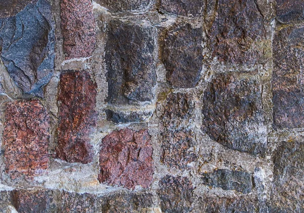 Staré Zdi Kámen Nerovnoměrné Větrno Tmavě Červená Hnědá Vertikální Texturu — Stock fotografie