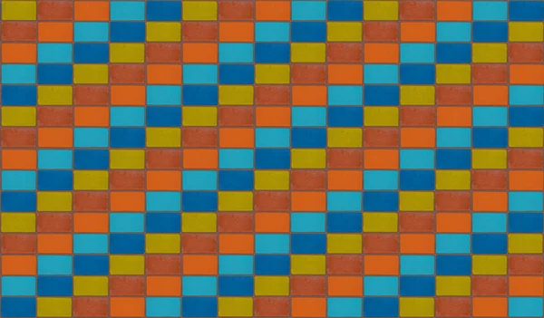 Мозаїчний Фон Помаранчеві Блоки Синя Діагональна Лінія Кроків Кольоровий Візерунок — стокове фото