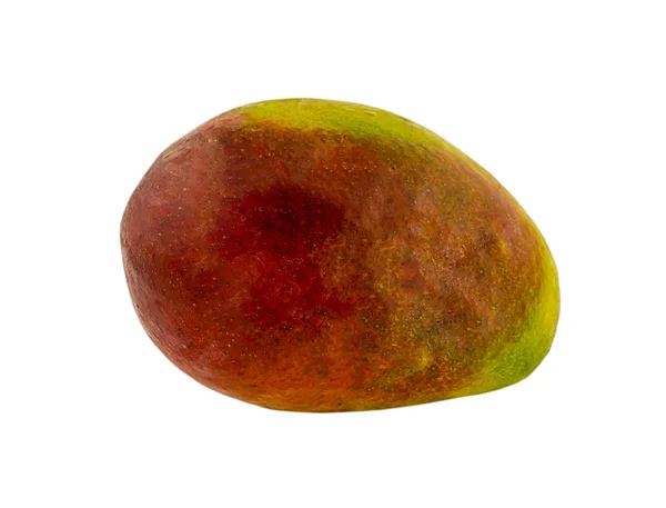 Large Ripe Mango Fruit Red Green Sideways White Background — Stock Photo, Image