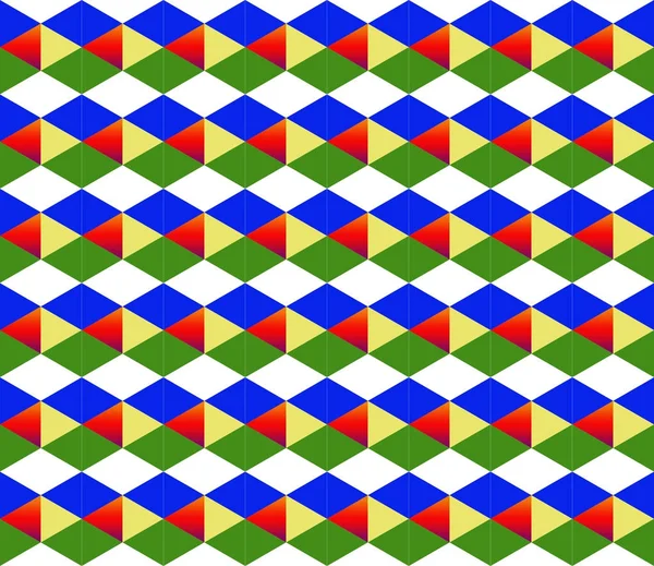 几何亮菱形背景五彩图案 对称图案 红色蓝色和绿色序列图 — 图库照片