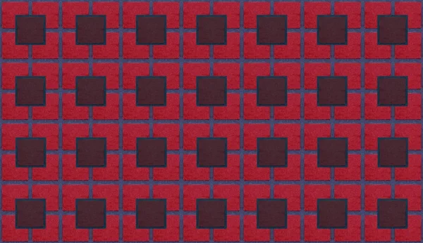 Red Burgundy Brick Cloth Background Brown Square Blue Line Pattern — Stock Photo, Image