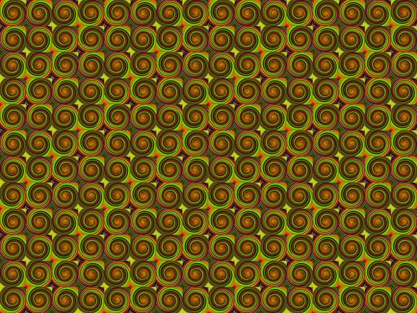 Vintage Abstraction Green Magical Pattern Curl Whirlpool Brown Orange Bewitching — Stock Photo, Image