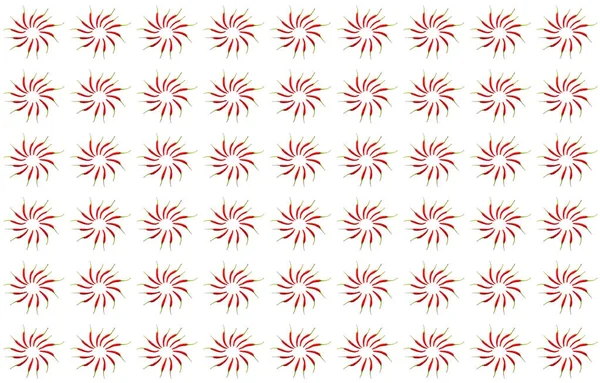 Symmetrical Background Pattern Circle Red Chili Set Reps White Background — Stock Photo, Image