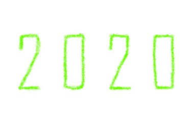 2020 yeni yılı, beyaz arka planda mürekkeple boyanmış iki bin on ikinci yıl.