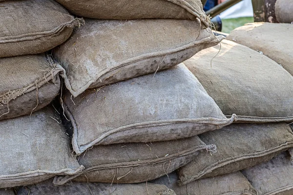 sandbag pattern protective wall, barricade for protection from shell fragments