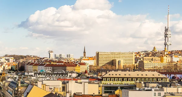 Czechy Praga Marzec 2017 Widok Dachy Słoneczny Dzień Europe Wieża — Zdjęcie stockowe