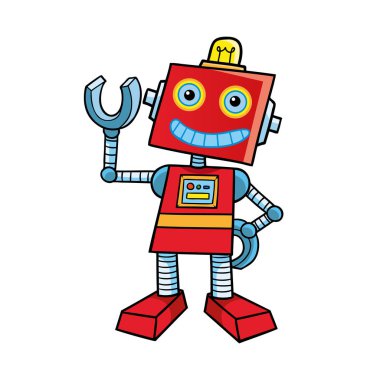 Kırmızı robot karakter illüstrasyon tasarımı