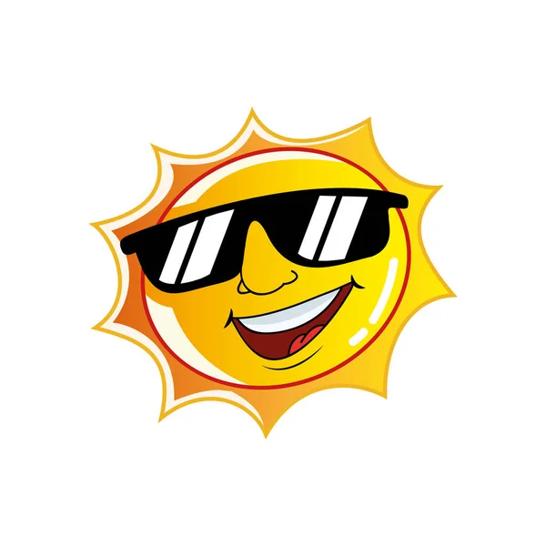 Sun character wearing sunglasses — Stock Vector