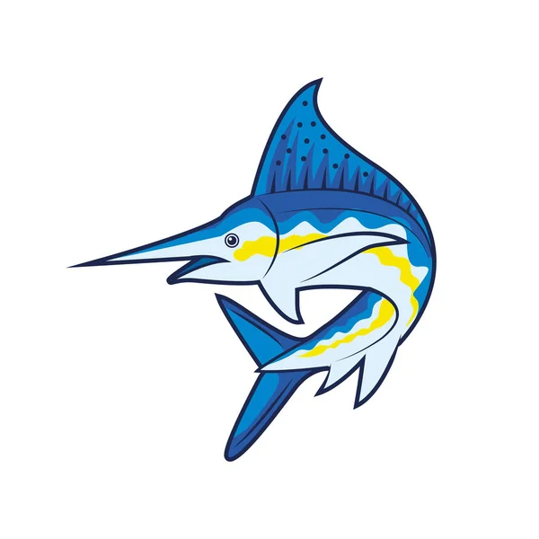 Mavi marlin balığı illüstrasyon tasarımı — Stok Vektör