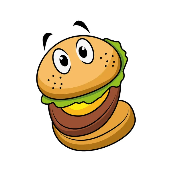 Hamburguesa alegre carácter ilustración diseño — Vector de stock