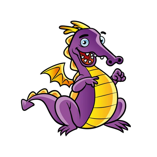 Lila Drachen Charakter Illustration Design — Stockvektor
