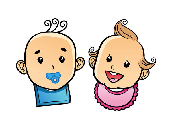 baby boy and baby girl head